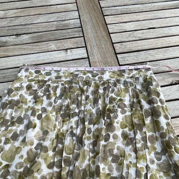 Anne Taylor Loft Womens Size 4 Mini Skirt Dotted Green Tan White Ruffled Lined - Picture 6 of 15